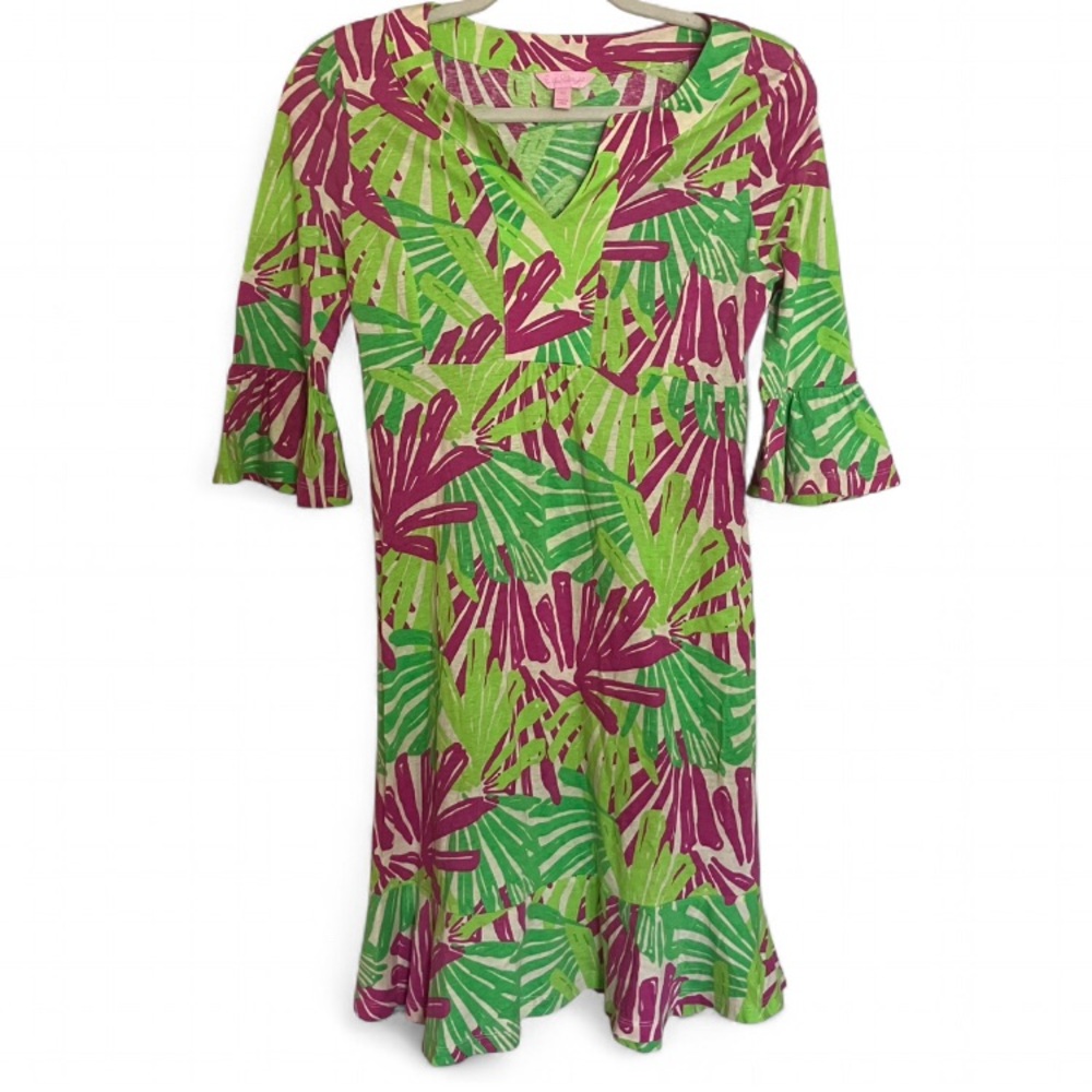 Lily Pulitzer green purple print dress women’s size x-small